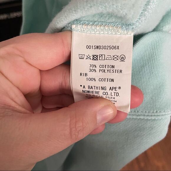 BAPE A Bathing Ape Light Blue Logo Crewneck Sweatshirt Size XS - Picture 7 of 8